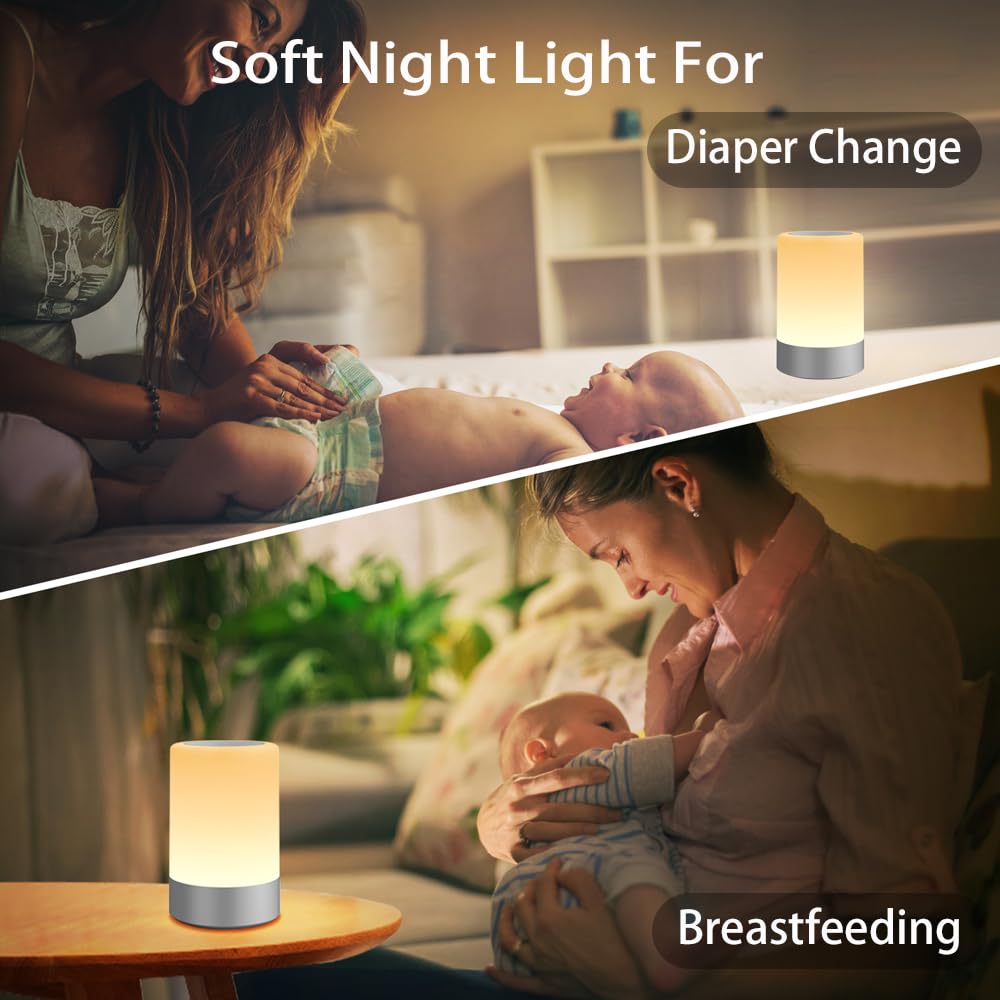 G Keni Nursery Baby Night Light for Kids, Portable LED Touch Night Lamp for Kids and Adult, Breastfeeding, Sleep Aid, USB Rechargeable Nursing Lamp, Bedside Dimmable Warm Night Light (2 Pack)