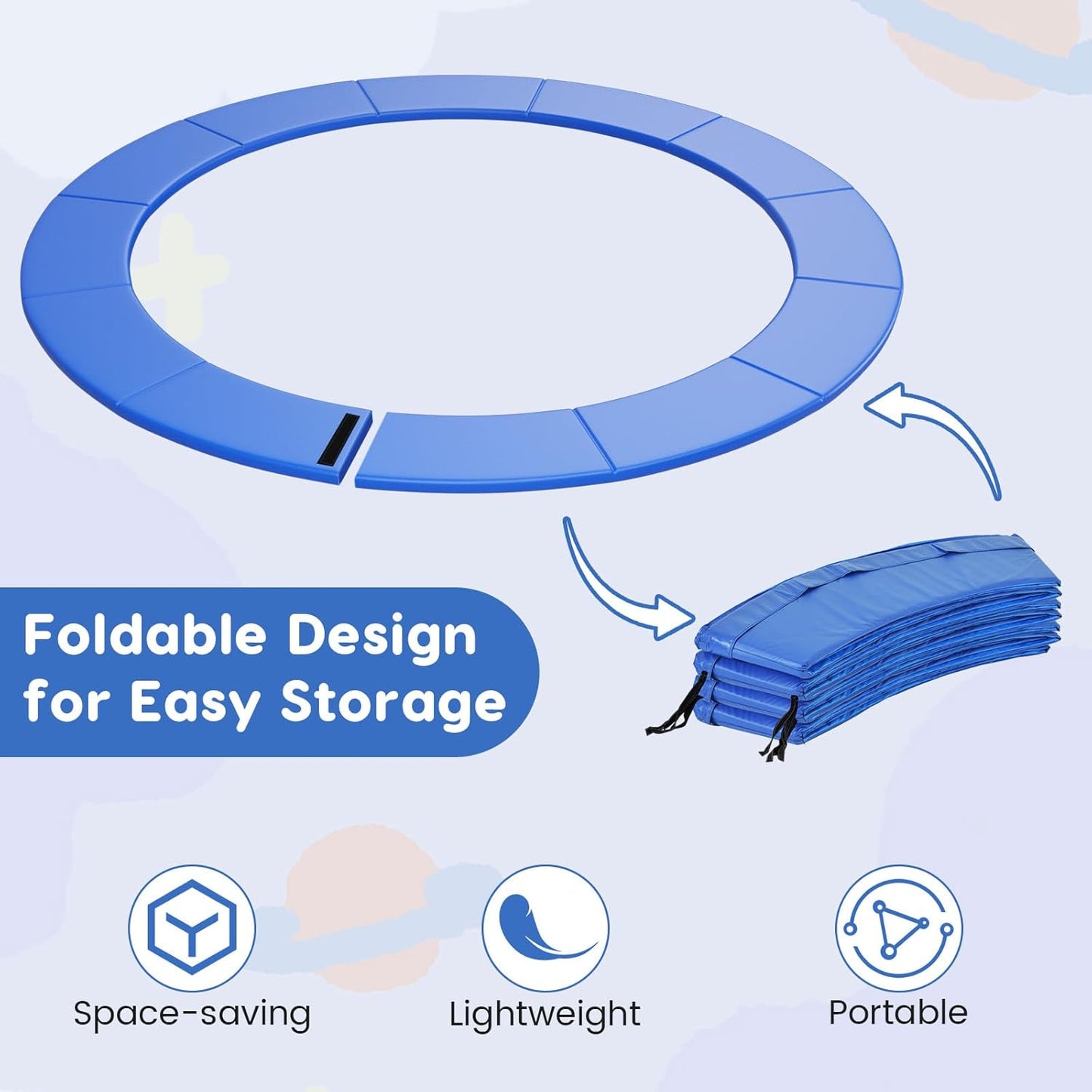 Giantex Trampoline Pad, 8ft 10ft 12ft 14ft 15ft 16ft Trampoline Replacement Safety Pad, No Holes for Pole, Waterproof Trampoline Accessories Spring Cover