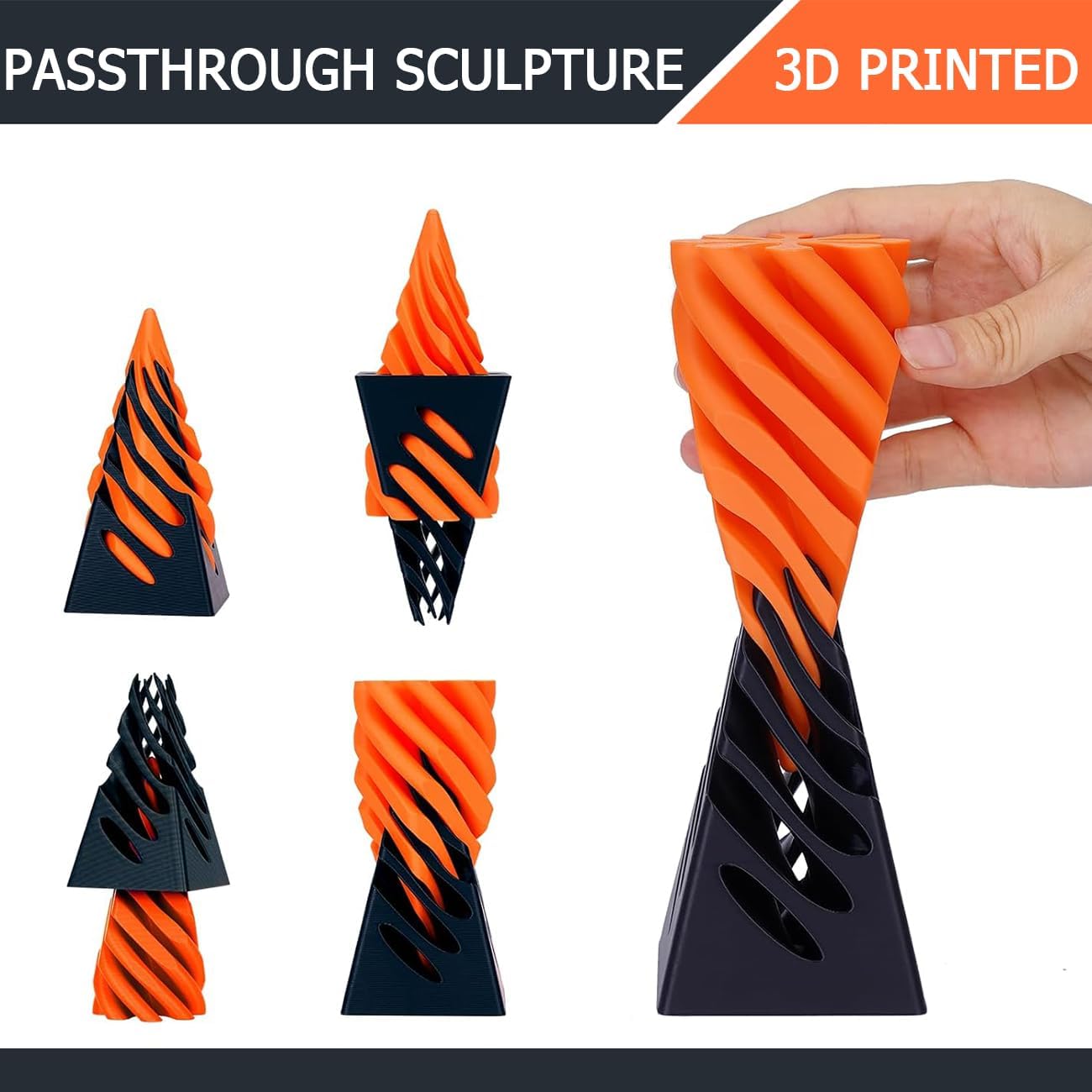 Impossible Pyramid Passthrough Sculpture, Spiral Cone Fidget Toy 3D Printed Toys, Adult Fidgets for Anxiety and Stress, Stress Relief Toys, Desk Toys Fidget Toys Adults Anxiety