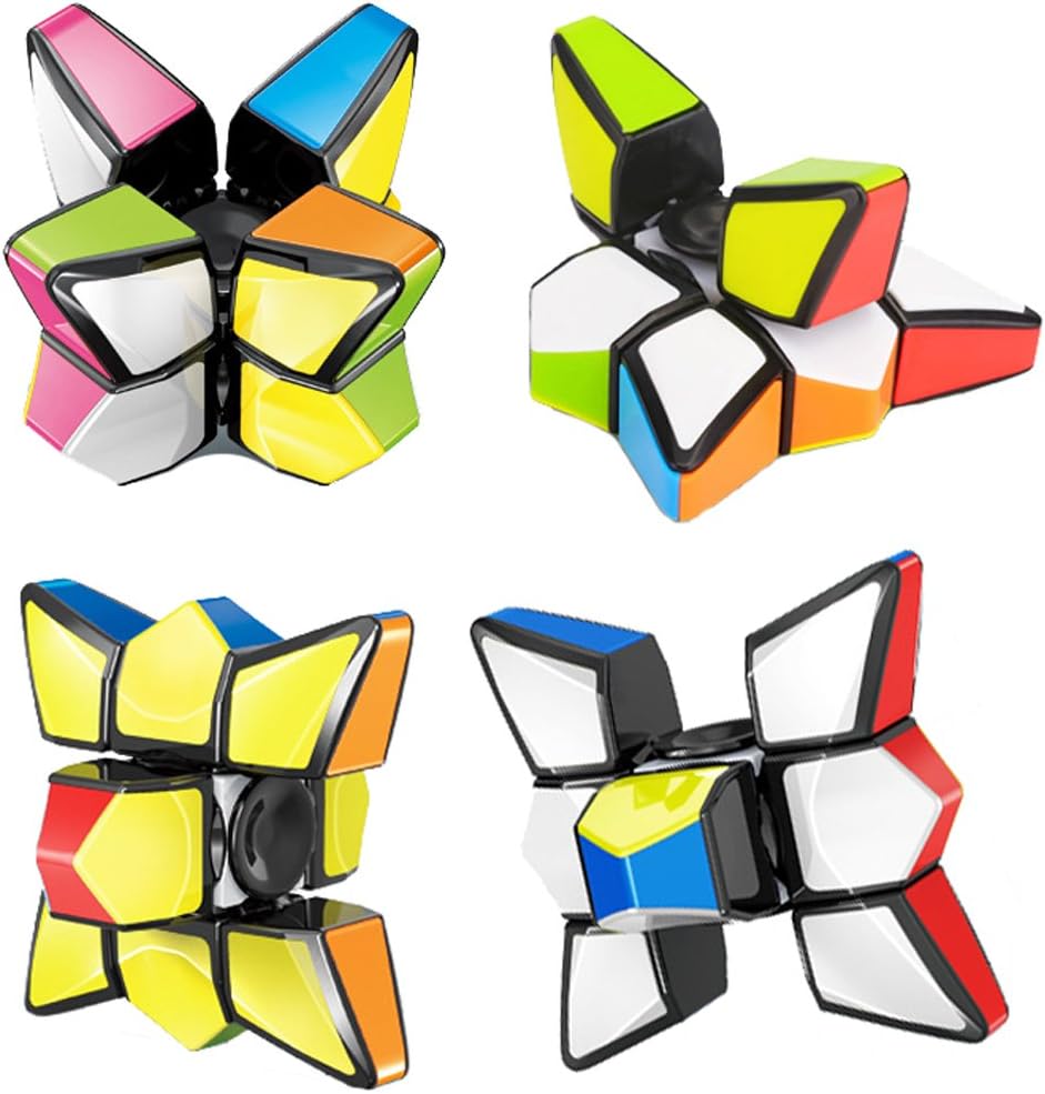 Magic Spinner Cube 2 in 1 Stickerless Brain Teasers Magic Puzzle Spinning Top Cube Rotatable Stress Relief 1X3X3 Finger Speed Cube Floppy Anti-Anxiety Fidget Toys Game for Kids Adults