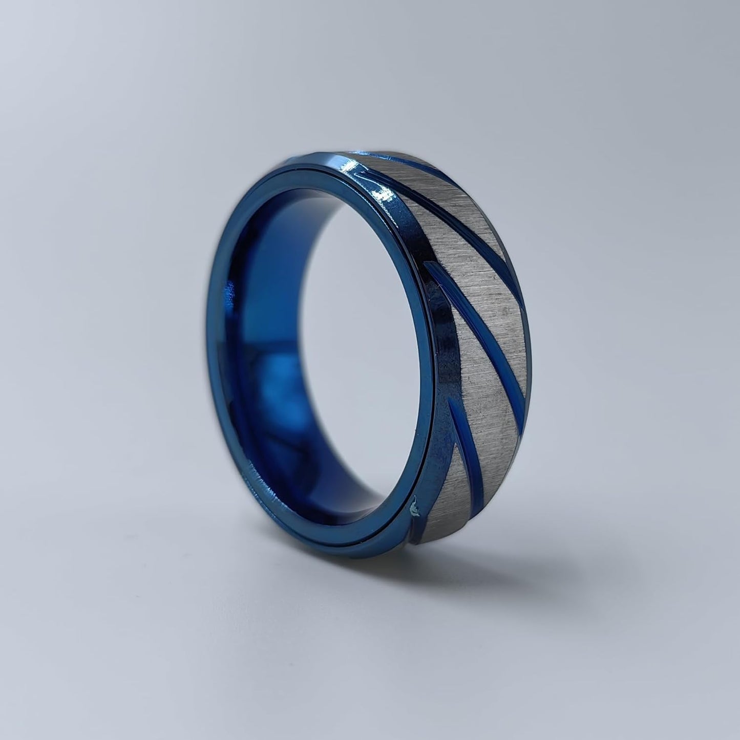 EDC Fidget Slider Fidget Toy Adult Stress Relief Metal Ratchet Ring Jewelry ADHD Recreational Fidget Toy Tactile Coin (Blue, 8)