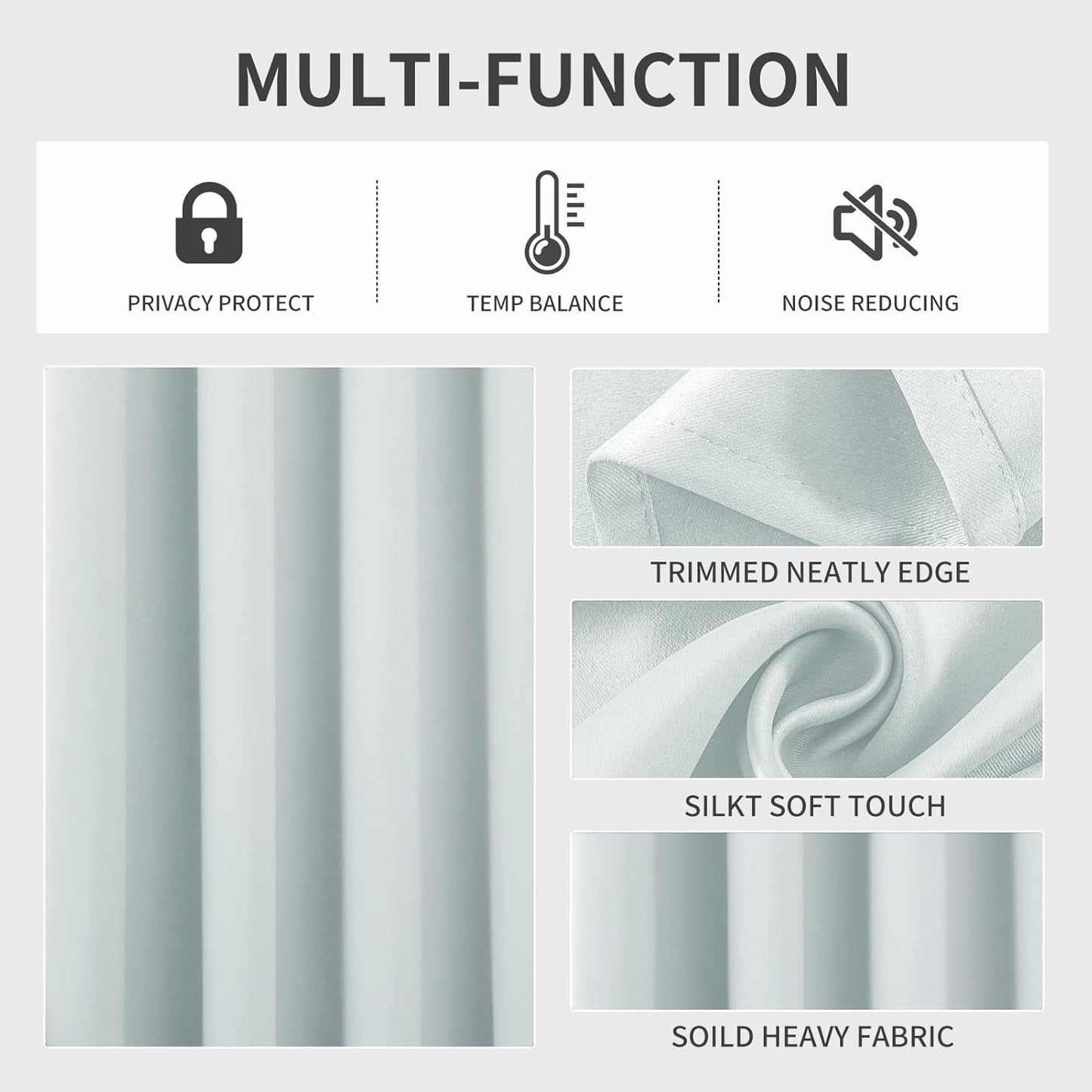 Joydeco White Curtains 95 Inches Long 2 Panels Set, Thermal Insulated Long Curtains& Drapes 2 Burg, Room Darkening Grommet Drapes for Living Room Bedroom Window (W52 x L95 Inch, Greyish White)