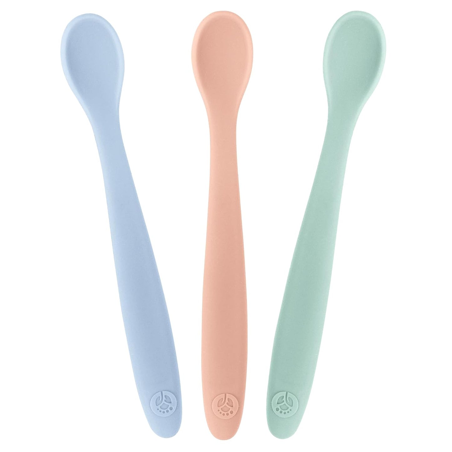WeeSprout Silicone Baby Spoons - First Stage Infant Feeding Utensils With Soft-Tip, Bendable Kitchenware for Parent & Self-Feeding, Ultra-Durable, Dishwasher Safe, Travel Case, Set of 3