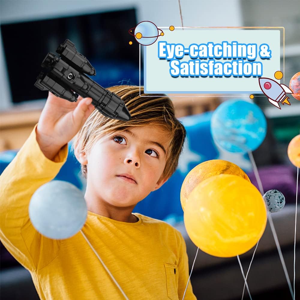 Rocket Fidget Spinner for Kids Adults Metal, Space Ship Miniature Finger Hand Spinner for Boys Age 3-12, Kinetic Desk Toy Spinning Top Desk Toy, EDC Office Stress Relief Gift Prize for Boys Girls