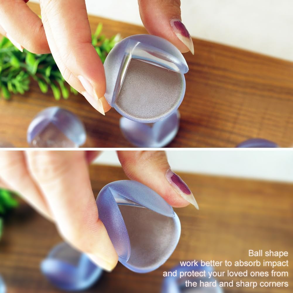 Matyz 16-Pack Clear Baby Proof Corner Guards - Ball Shape Edge Protectors for Furniture, Strong Adhesive, Smooth Surface, Easy Removal - Child Safety Bumpers for Tables, Cabinets