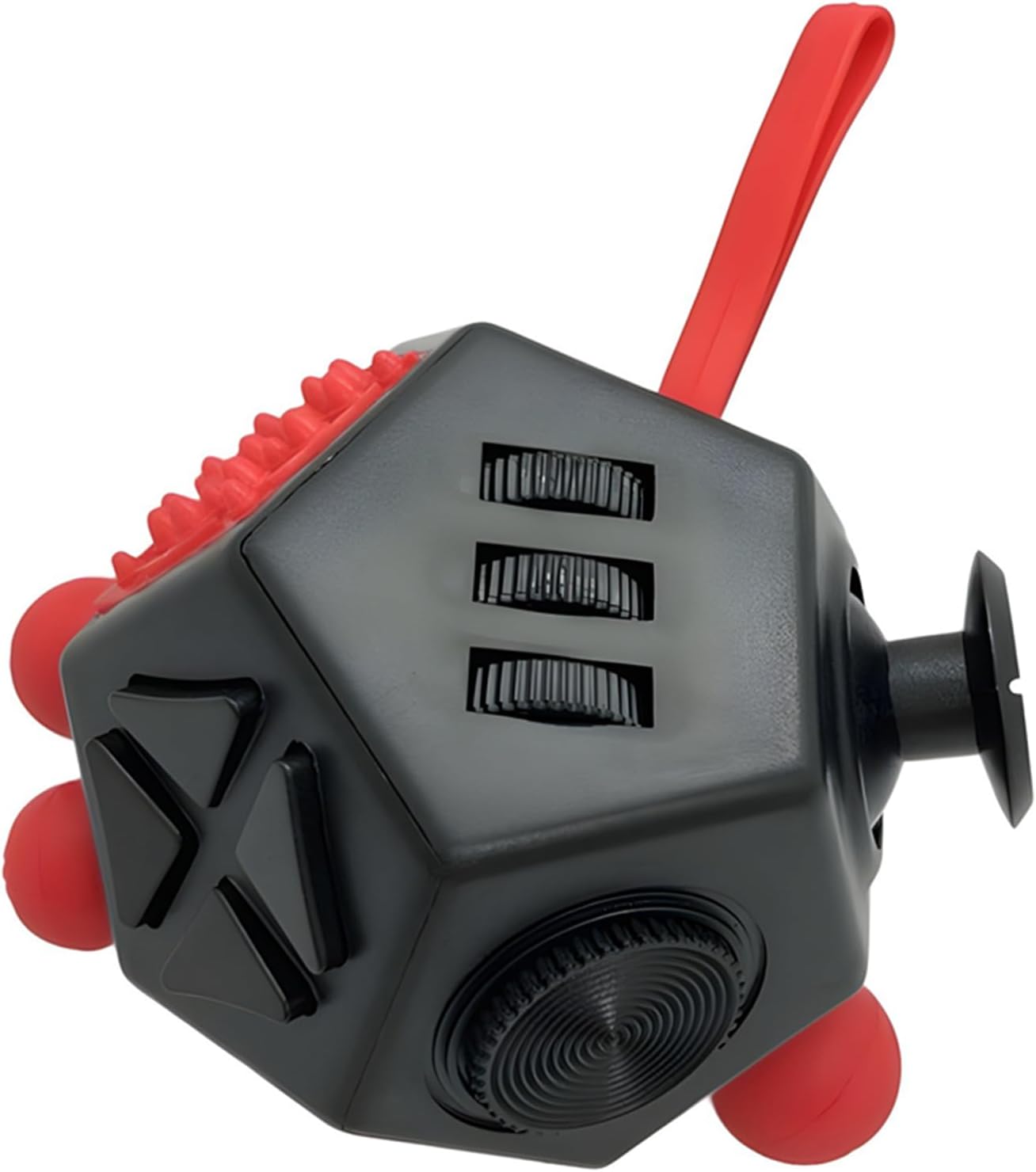 Fidget Toys Cube Relieve Stress Anti Anxious Depression 12-Sided Cube for Children and Adults with ADHD ADD OCD Autism Creative Toy (Black Red-A4)