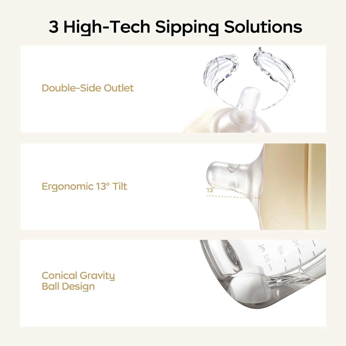 bc babycare Sippy Cup Learner for 6+ Month Old with Nipples & Handles, Spill Proof Sippy Cup, Weighted Straw Toddler Cups, Anti-Choking Baby Cups 1 Pack,Beige