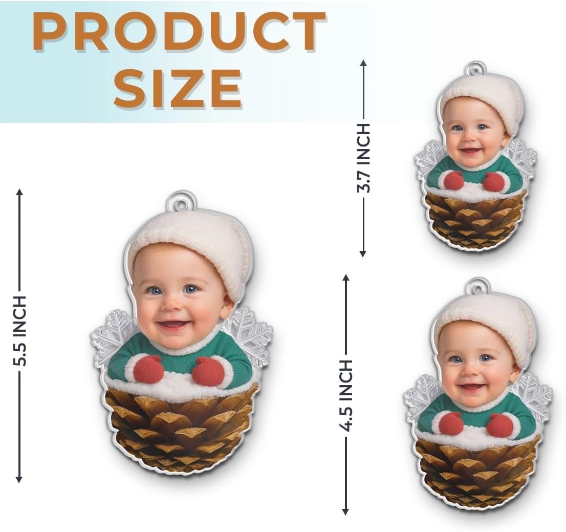 Pawfect House Custom Photo 2D Acrylic Ornament, Personalized Christmas Baby Shower, Gender Reveal Gifts for New Moms, New Dads, Parents, Cutest Pinecone On The Tree, First Time Mom Gifts, Xmas Decor