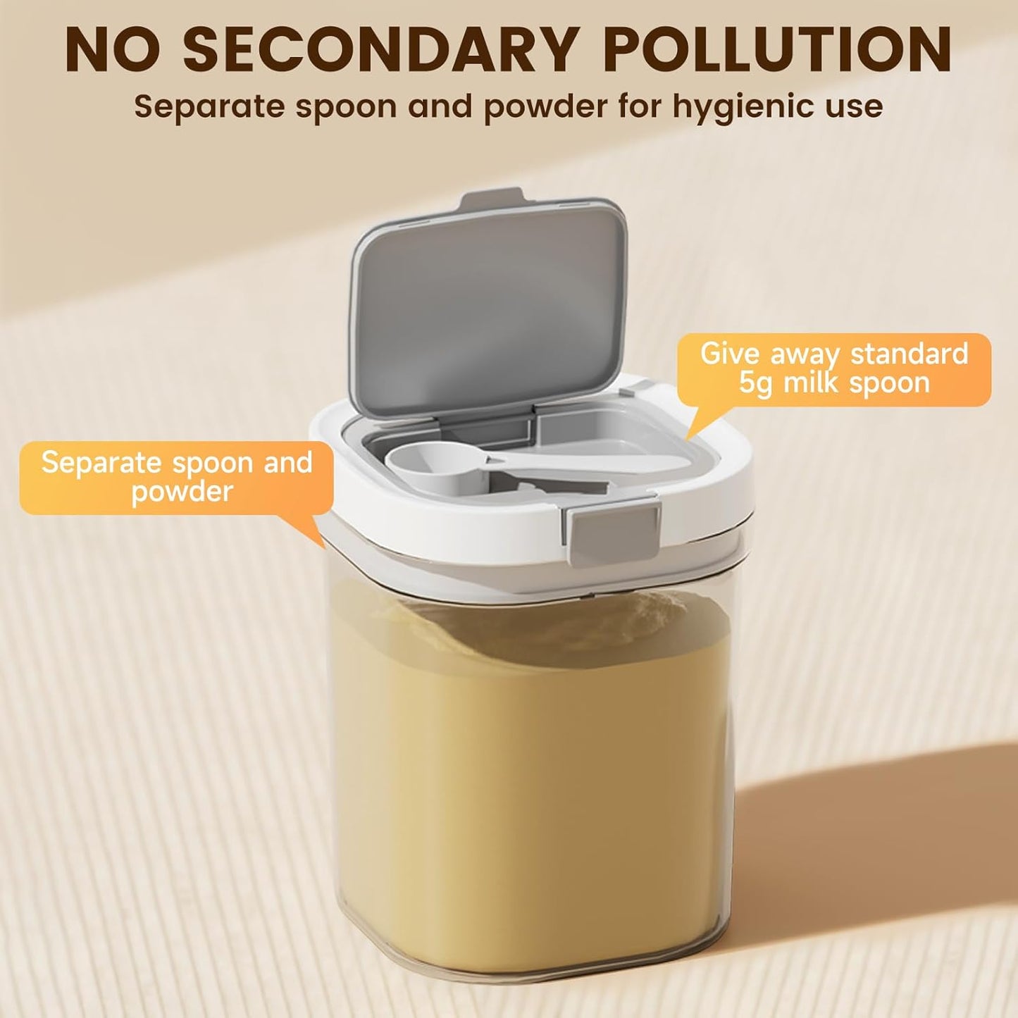 Formula Container to go-1300ml Travel Dispenser BPA Free Airtight Container with Spoon and Layered Storage