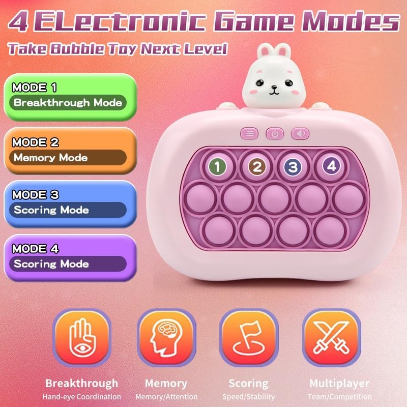 Fast Push Game | Light Up Fidget Toy | 2024 Upgraded Fast Push Game Pop Fidget Toys for Kids, Educational and Memory Growth | Speed Push Pop Game, Push Game Fidget Toy by AVBVCV(Rabbit)