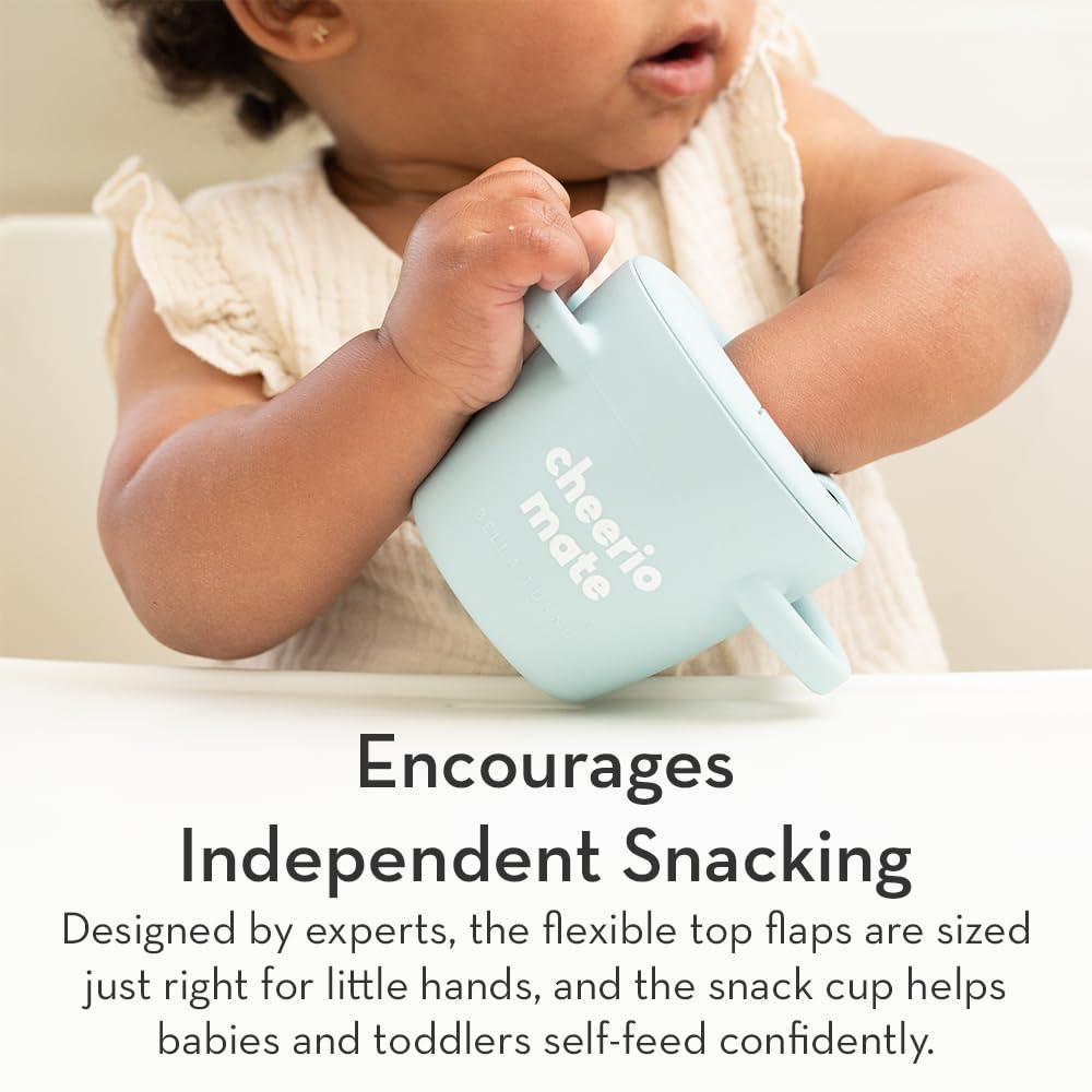 Snack Cups for Toddlers by Bella Tunno, Silicone Spill Proof Food Container with Lid, Babies & Kids 6-12 Months, Mr Happy