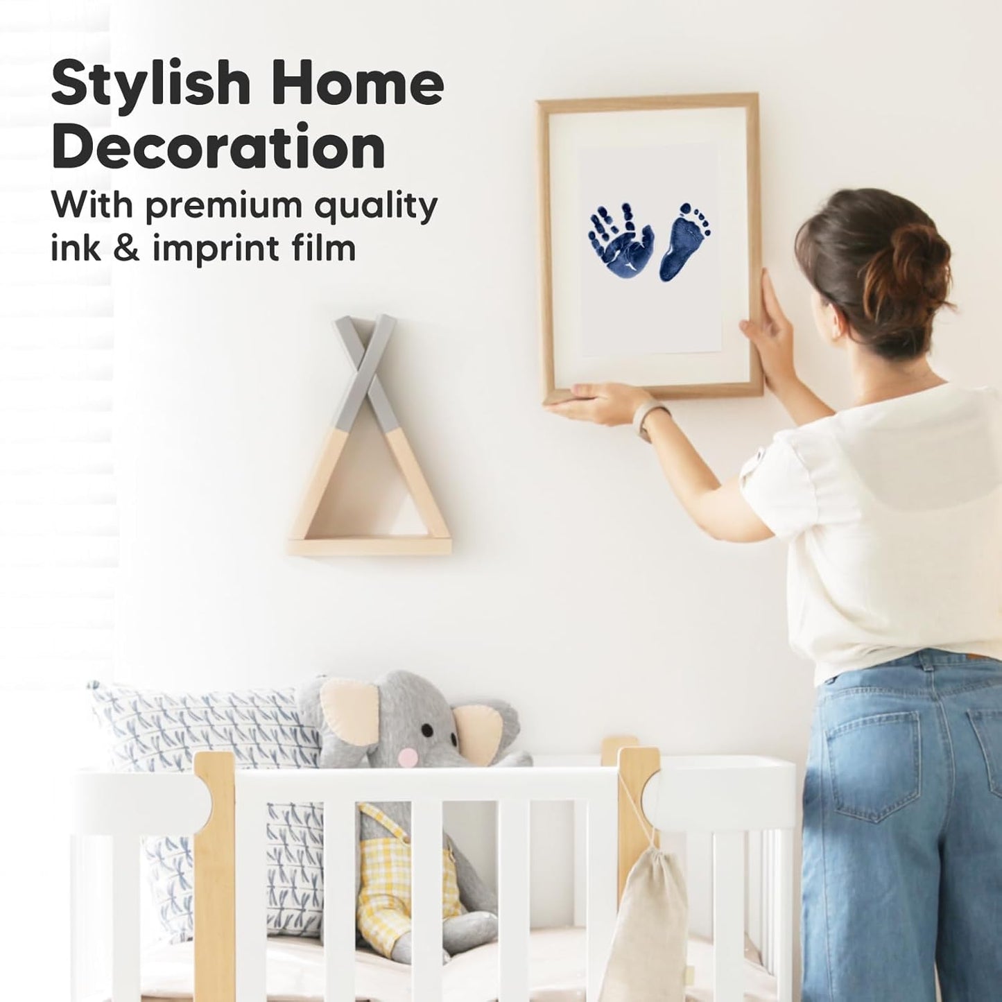 2-Pack Inkless Baby Hand and Footprint Kit - Mess Free Ink Pad for Newborn Keepsake, Dog Nose & Paw Print Kit, Clean Touch Ink Pad for Baby Hand & Footprints, Ideal New Mom Gifts (Navy, L)