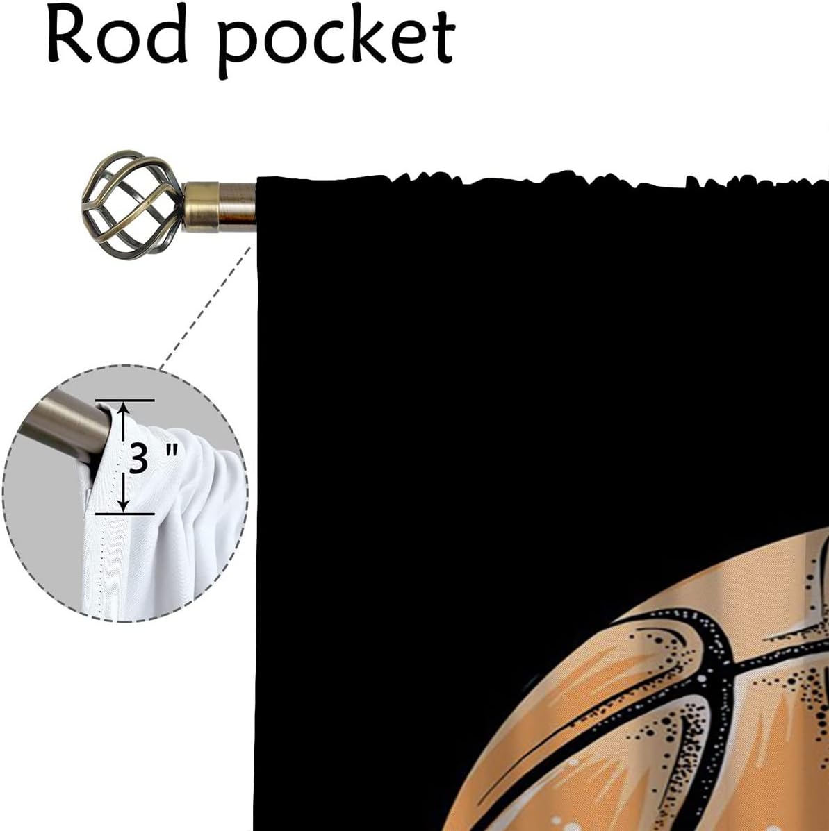 Basketball Blackout Curtains for Boy Girl Room Darkening Decor,Sport Theme Motto Dark Background Bedroom Living Room Home Rod Pocket Thermal Insulated Window Curtain/Drapes Panel,63x63 Inch…