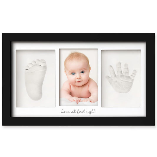 Baby Hand and Footprint Kit - Clay Handprint Keepsake Frame, Newborn Nursery Picture Frame, Personalized New Mom Gifts for Baby Shower & Registry (Onyx Black)