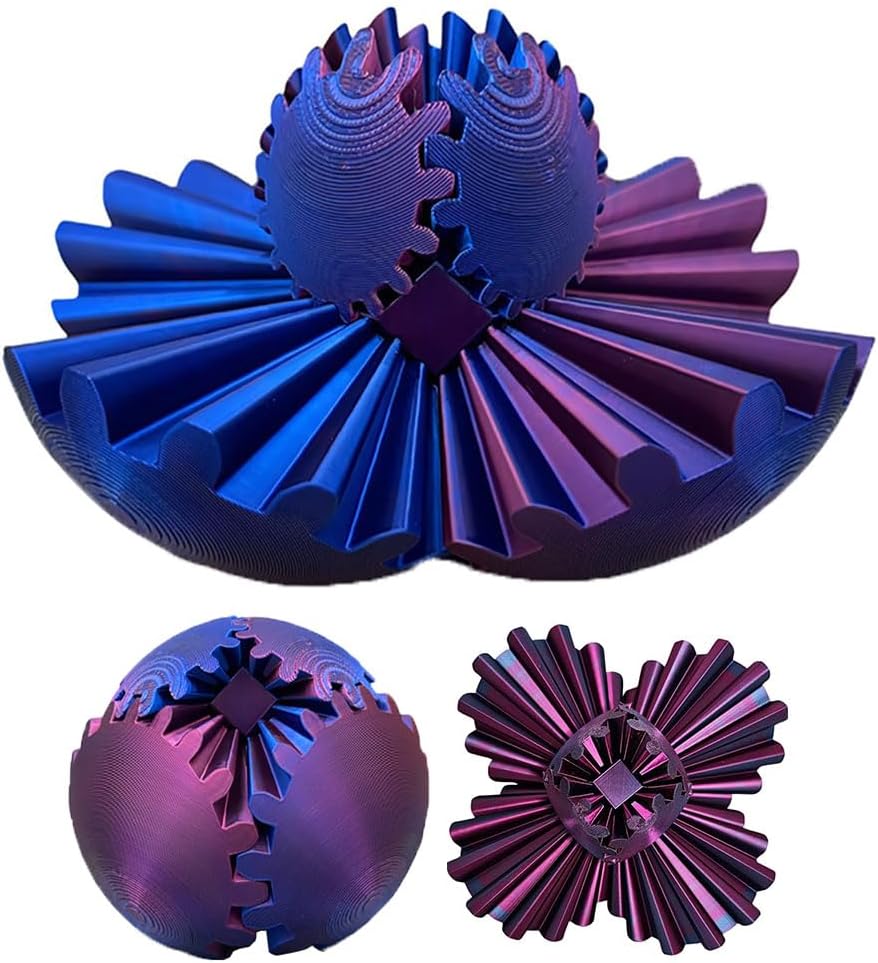 Gear Ball, Gear Sphere, 3D Printed Gear Ball Fidget Toy, Activity Rotating Ball for Adults, Into Any Shape You Want, Spin Ball Gear Perfect for Stress and Anxiety Relaxing Fidget Toy