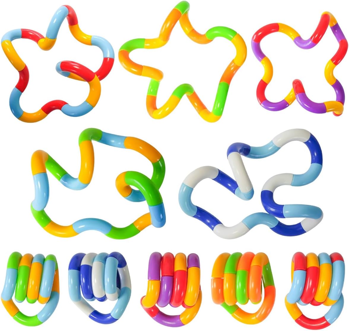 10Pcs Tangles Quiet Fidget Toys for Classroom Kids.Fidgets Toys for Adult Relieve Anxiety and Stress.Brain Imagination Tools.Gift for Relax Therapy Educational Toy for Adults and Kid.
