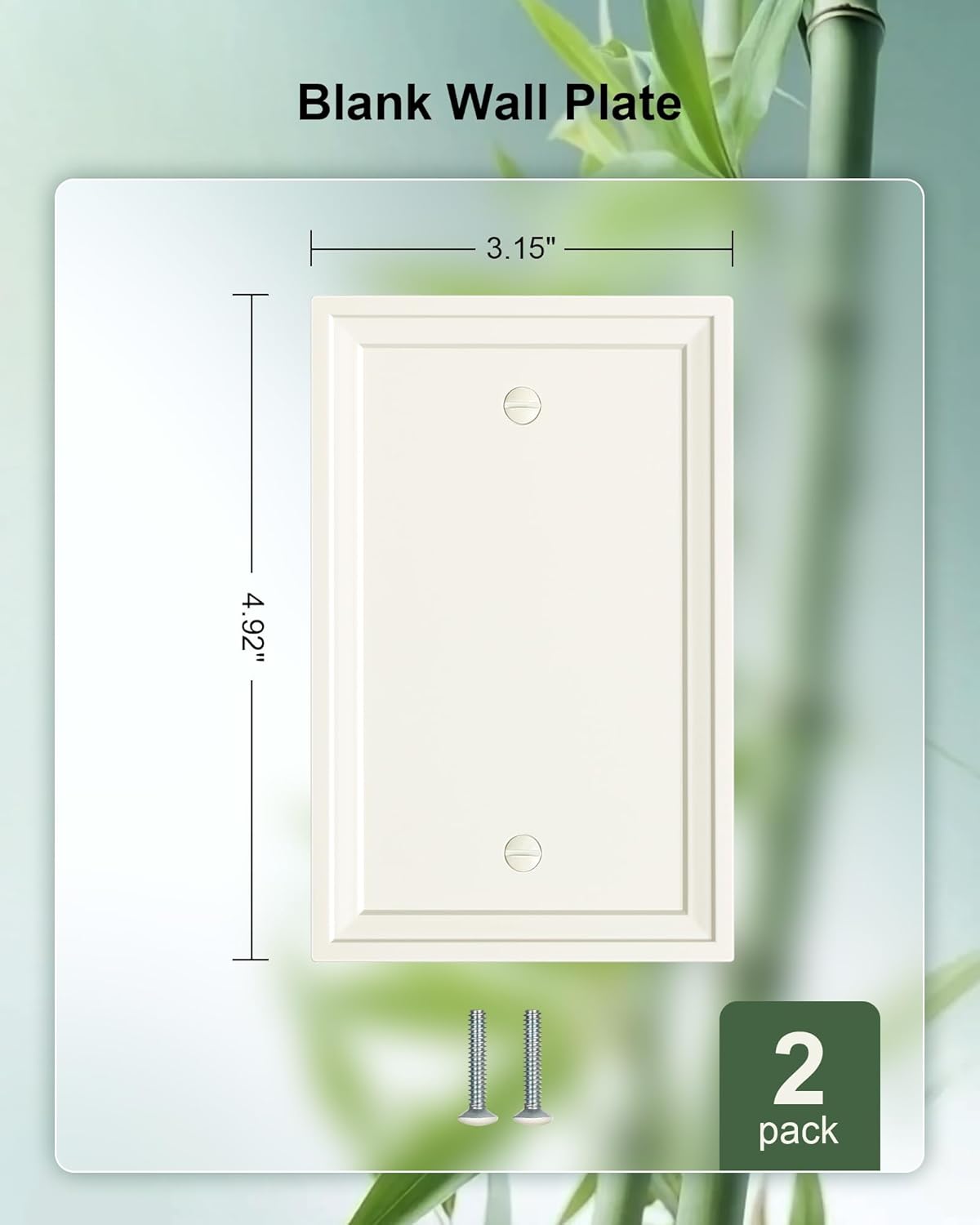 2-Pack Blank Outlet Cover Wall Plate, Natural Material Switch Plates Outlet Covers, Light Almond Decorative Wall Plates for Electrical Outlets