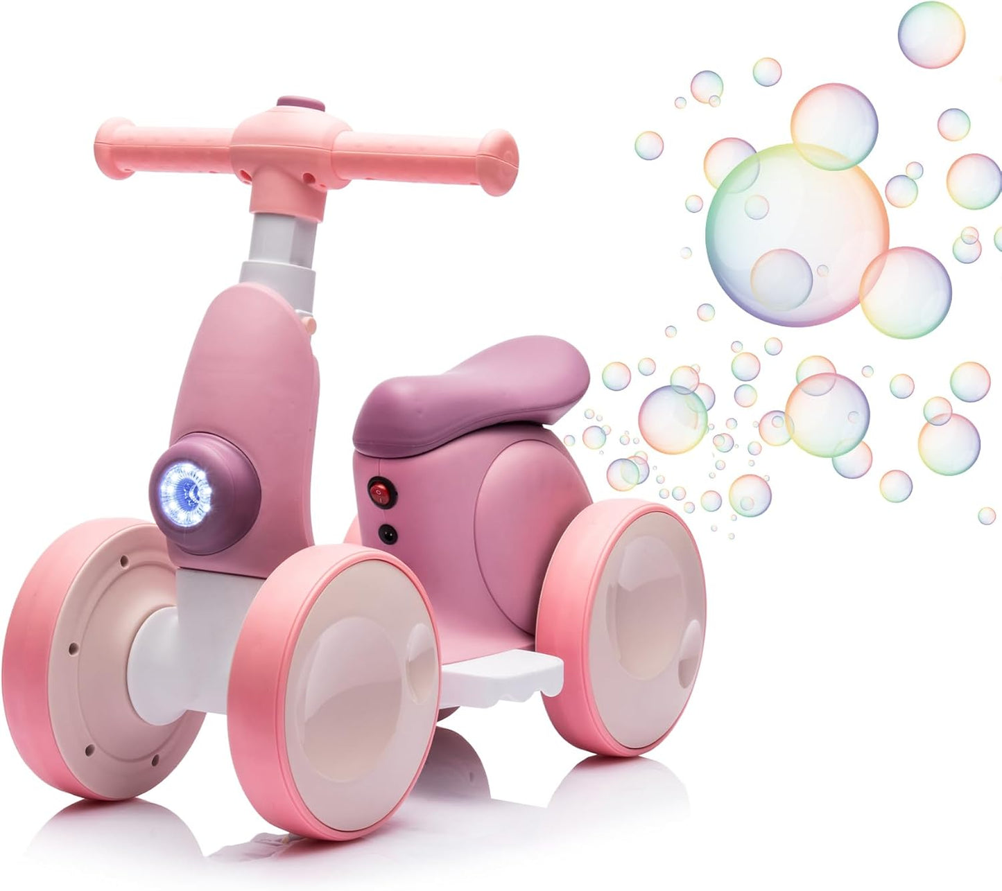 6V Electric Baby Balance Bike for 1 Year Old Boys Girls Ride on Toys 12-48 Months Toddler Balance Bike, 4 Wheels Kids First Bike with Remote Control First Birthday Gifts- Purple