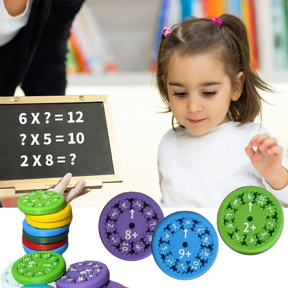 Math Fidget Spinners, Math Fact Fidget Spinner Toys, Counting and Early Education Toy for Kids，Math Games, Fidgeters Who are Learning Math (add Or Subtract 9pcs)