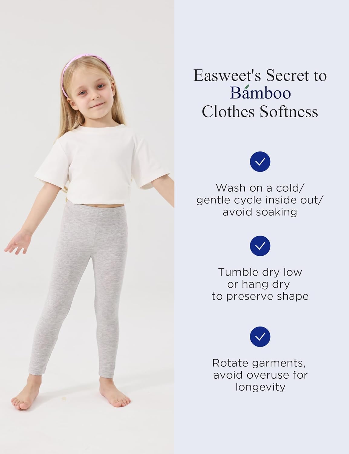 Toddler Girls Leggings 2-Pack Bamboo Viscose Little Girls Casual Stretch Pants