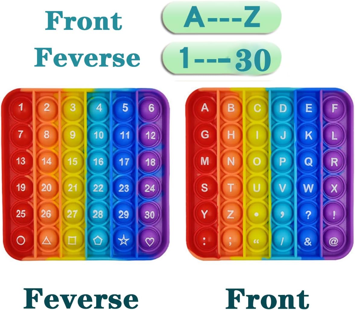 2 in 1 Fidget Toys, ABC Learning and Educational Toys, Poppers Fidget Toys,AK-SHIP Stress Relief, Autism Sensory Toys [26 Letters on One Side | Numbers 1-30 on The Other Side] (1 Pack)