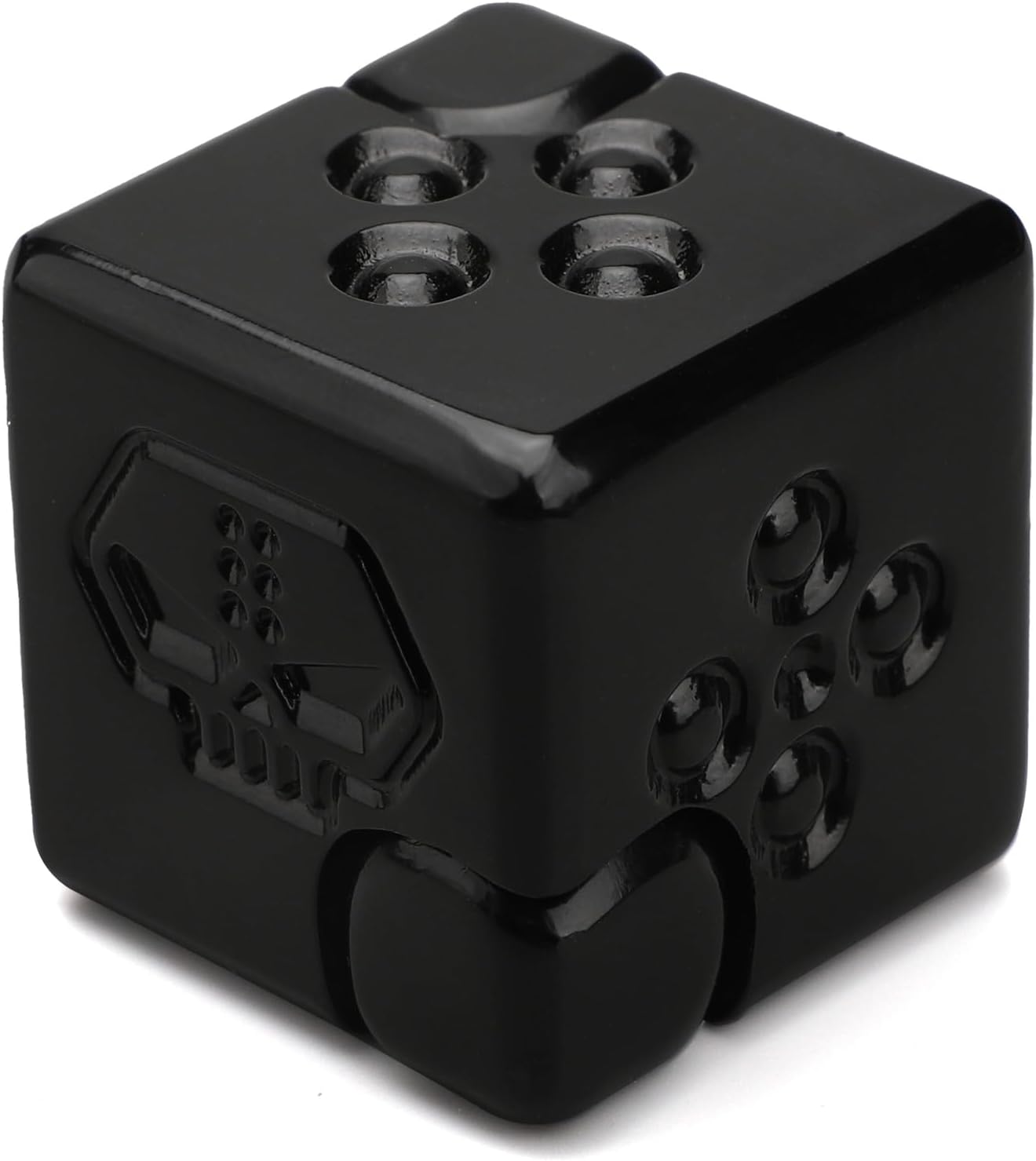 Cool Dice Infinity Cube Fidget Spinner Toy for Kid Adult, 2-in-1 Metal Fidget Block, Finger Gyro Toy, Magnetic Desktop Toy Gift for Men Father Boy (Black)