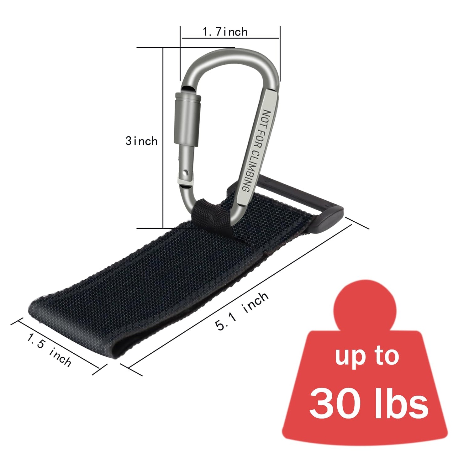 Baby Stroller Hook, Carry 30 lbs per Stroller Carabiner Clip, Adjustable Baby Stroller & Car Seat Hook for Hanging Diaper Bag, Wheelchair,Golf cart, Shopping and Pet Cart(2 Pcs Fuchsia)