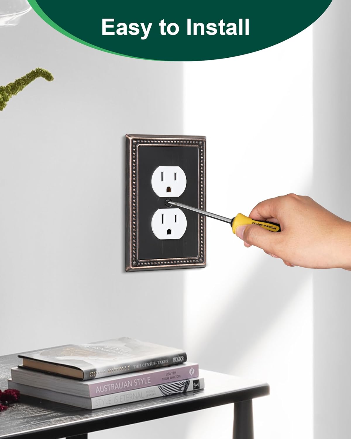 2-Pack Single Toggle Light Switch Cover Plate, Pearls Decorative Switch Plate Covers, Aged Bronze 1 Gang Metal Wall Plate, Corrosion Resistant