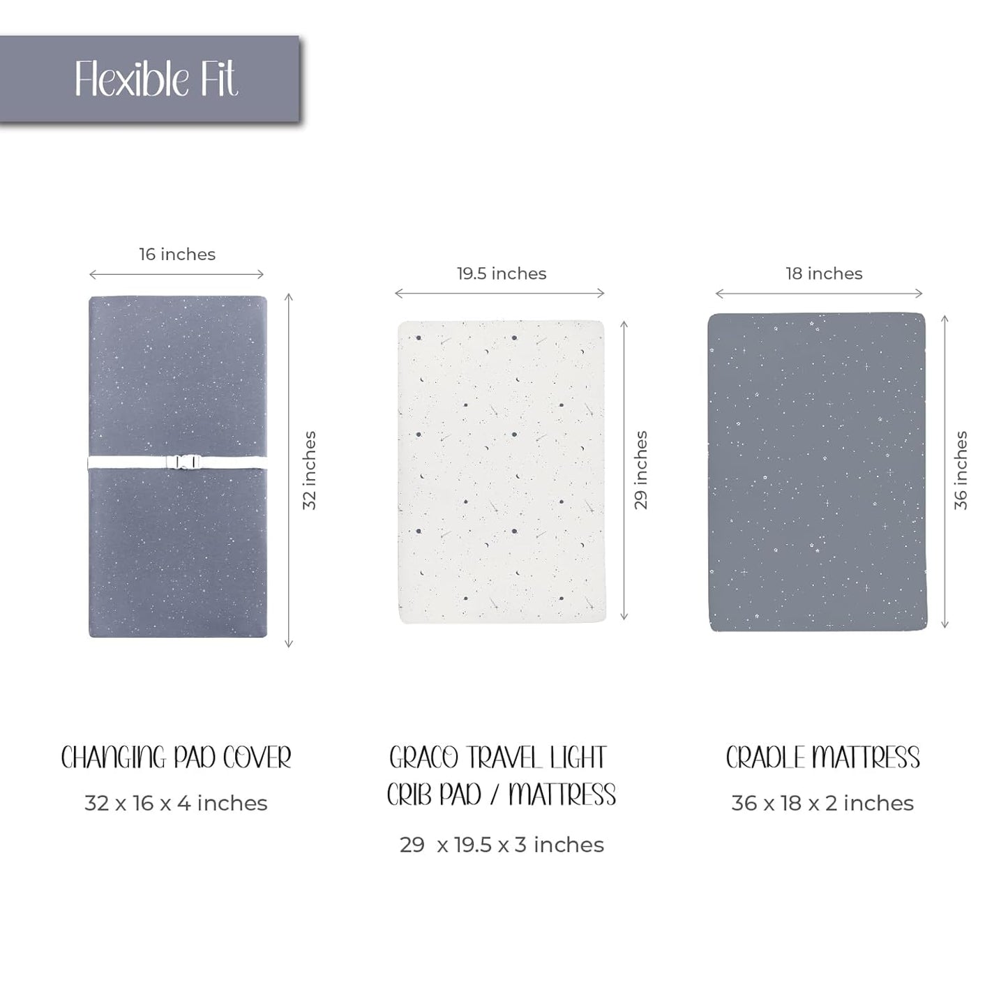 Ely’s & Co. Changing Pad Cover, Diaper Changing Table Sheets, 2 Pack, Cradle Sheet Set for Baby Boys, 100% Jersey Knit Cotton, Celestial Blue Collection, 32”x16”x5”