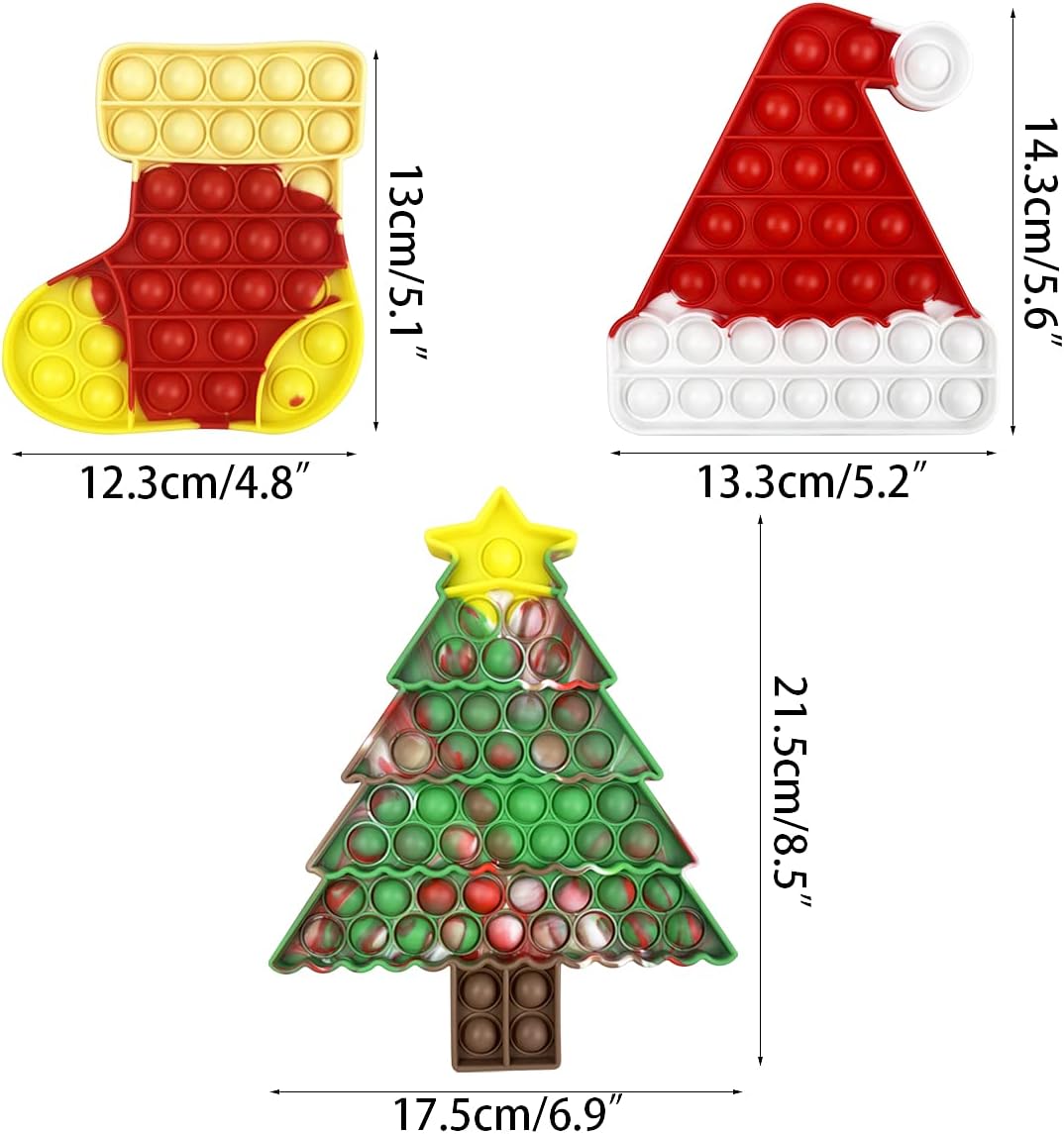 Jofan 3 Pack Christmas Fidget Sensory Pop Toys Packs for Kids Girls Boys Toddlers Christmas Stocking Stuffers Party Favors Gifts Stress Relief