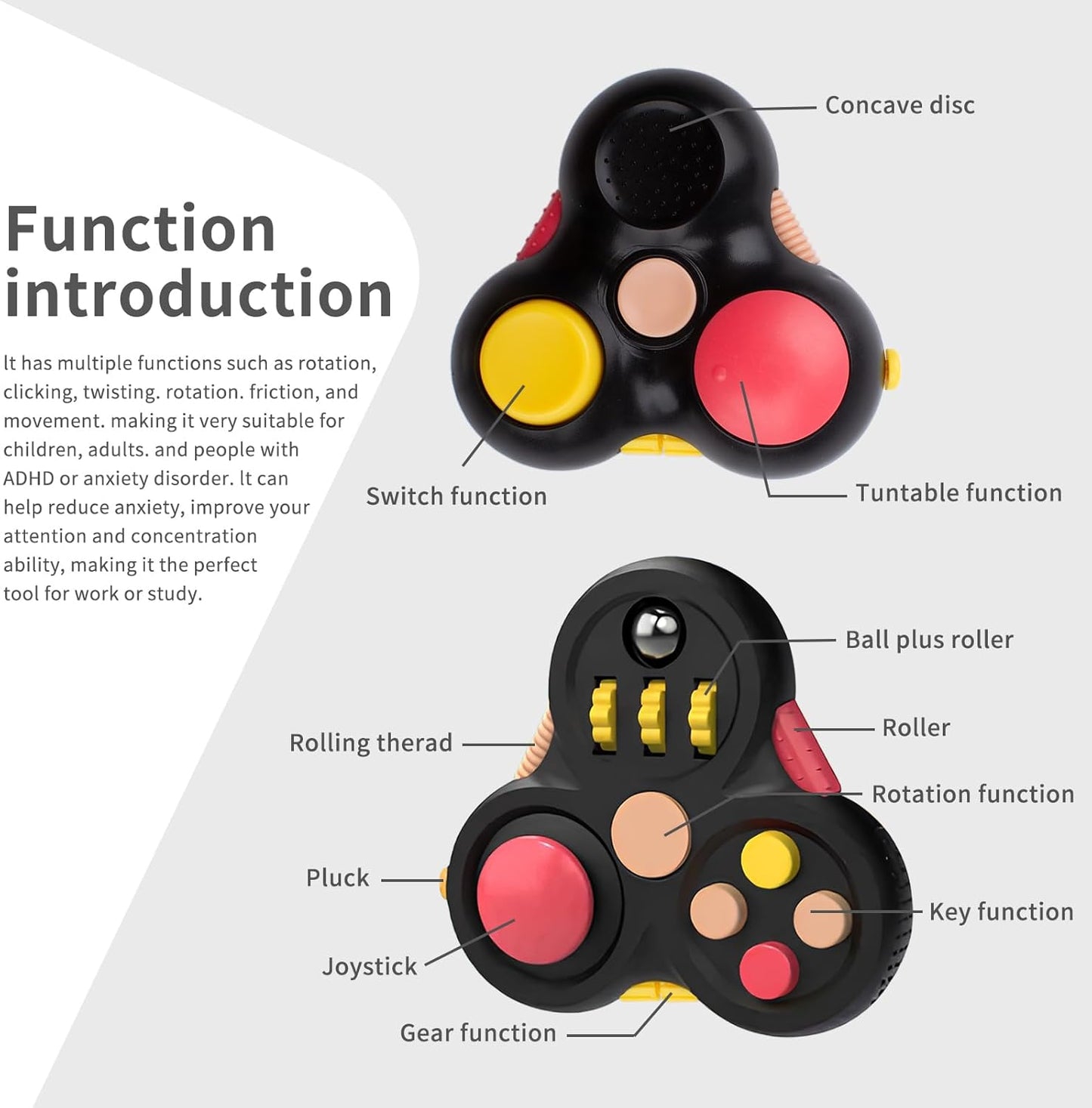 Fidget Toys Adults,Fidget Pad Fidgets,Autism Figette Cubes,Cool Fidget Clicker Controller Desk Toys,Anxiety Relief Stress ADHD Toys,Sensory Fidget Cubes Gifts for Kids Teens Boys(Black)