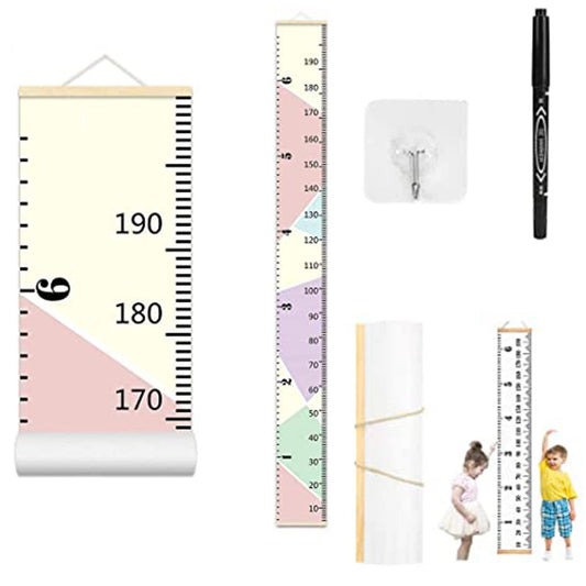 Growth Chart Wall Hanging, Portable Kids Wall Ruler Removable Height Measure Chart for Boys Girls Growth Ruler from Baby to Adult for Child's Room Decoration 79''7.9'' (Pink)