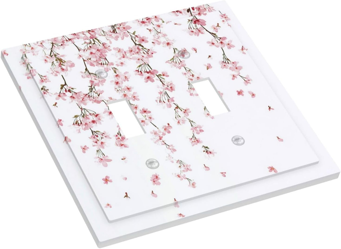 Decorative Switch Plates Sakura Plant Floral Pink Flowers 2 Gang Double Toggle Outlet Light Switch Cover Wall Plate Electrical Faceplate For Bed Room Living Room Decor