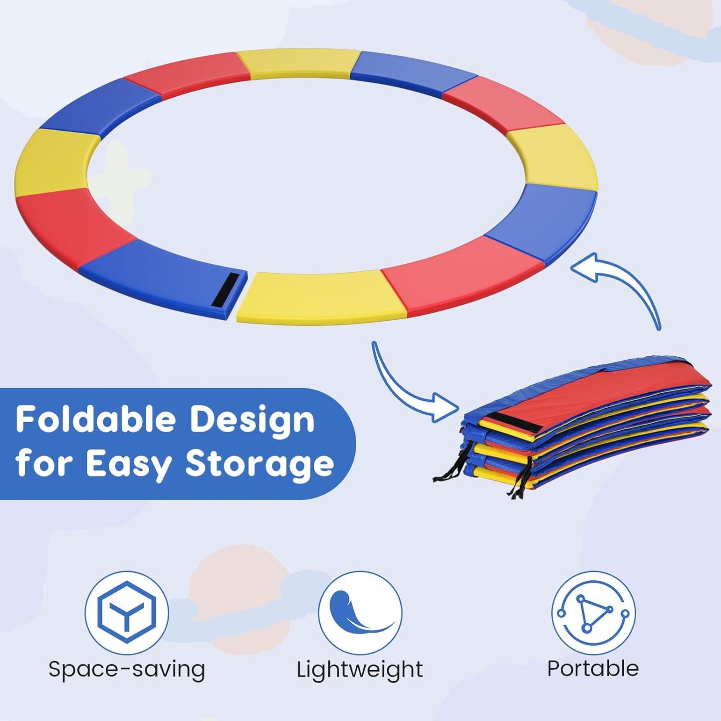 Giantex Trampoline Pad, 8ft 10ft 12ft 14ft 15ft 16ft Trampoline Replacement Safety Pad, No Holes for Pole, Waterproof Trampoline Accessories Spring Cover