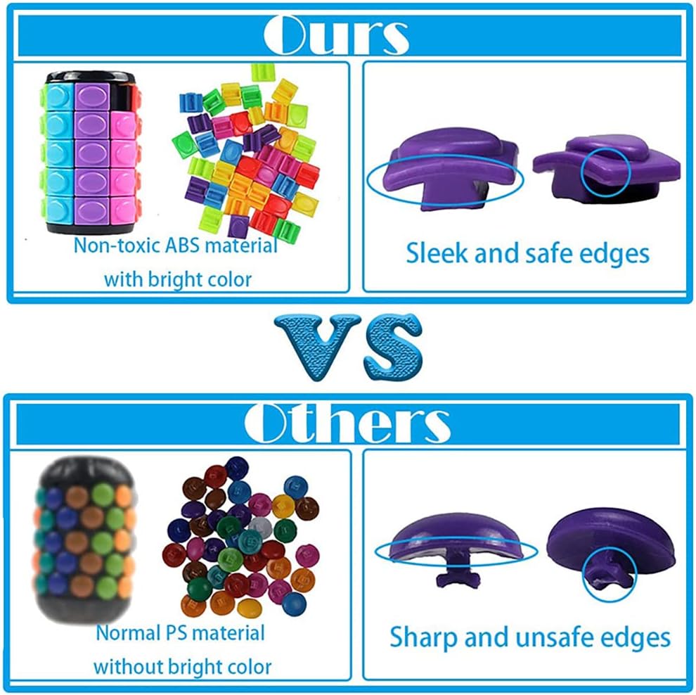 3D Puzzle Rainbow Magic Cube Fidget Toys Cylinder Rotate Slide 3 / 5 / 7 Layers Educational Games Easter Gift for Boys Girls Kids Children Adults (Pack of 3 Pieces)