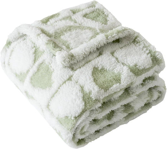 Fleece Baby Blanket for Boys 3D Checker Design, Warm Cozy and Fluffy Infant Newborn Toddler Small Receiving Blankets for Crib Stroller, 30x40 Inches,Green