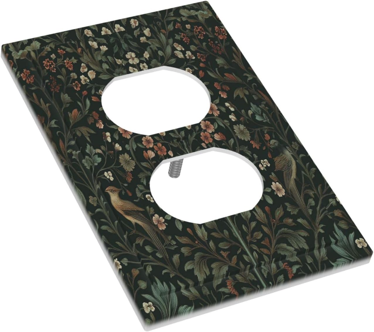 Outlet Covers Vintage Morris Colorful Flower Green Leaf 1 Gang Duplex Light Switch Cover Decorative Switch Plates Electrical Receptacle Faceplate Wall Plate For Bed Room Living Room