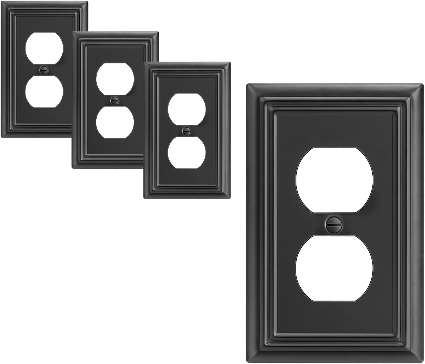 DEWENWILS 4 Pack Black Metal Outlet Covers, 4.88"×3.13" Electric Covers for Outlets, Kitchen Wall Plates, Electric Cover Plates for Outlets