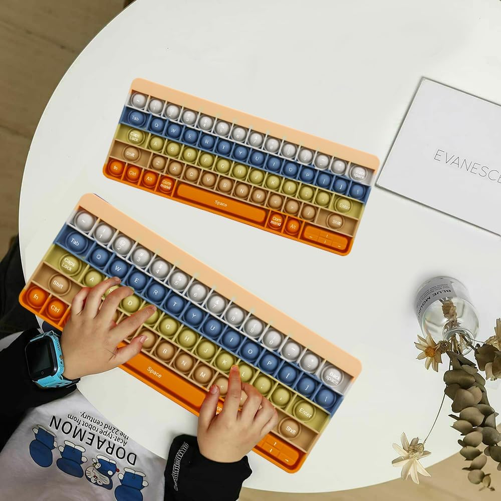 Push Toy Pop Bubble Fidget Sensory Toys Push It Pop Fidget Toys Morandi Keyboard Shape, Pop Silicone Popper Toy Learning Materials Game Gift for Kids (Morandi)