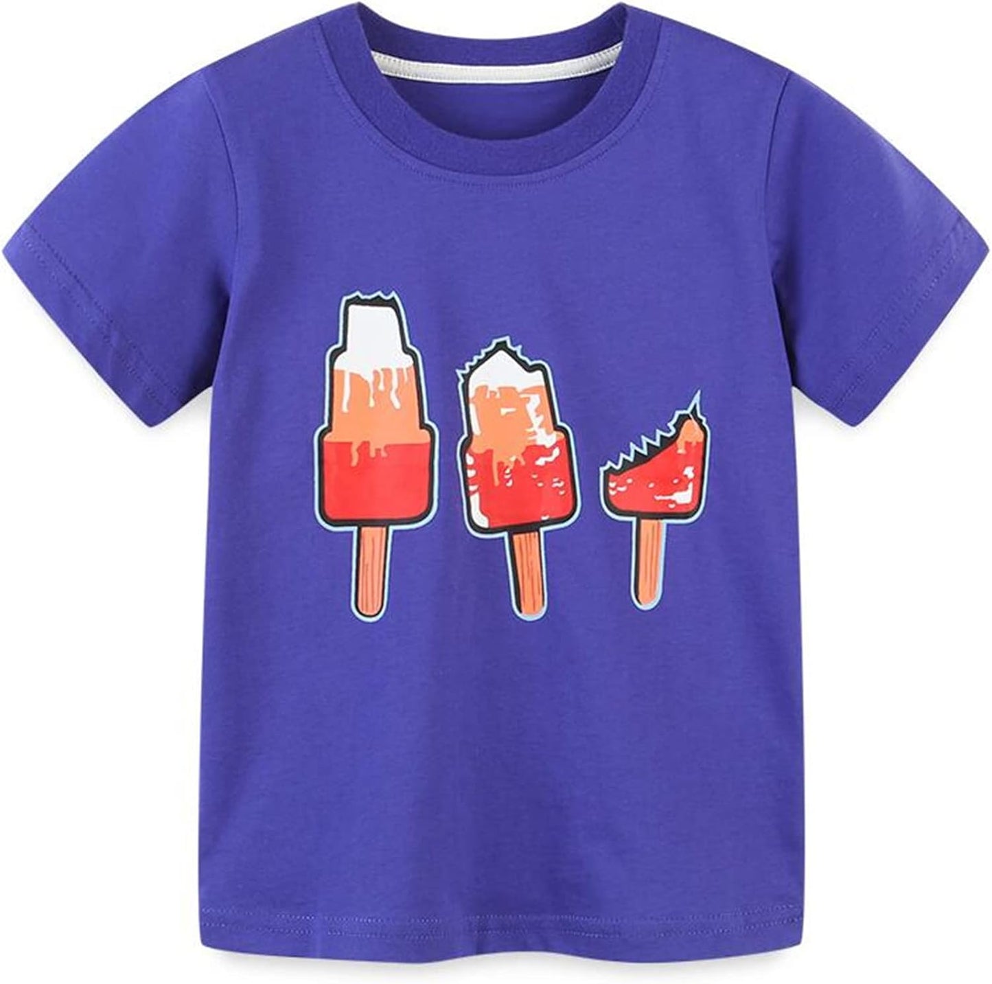 HILEELANG Girls' Tees Ruffle Short Sleeve T-Shirt Cotton Casual Graphic Summer Crewneck Tunic Tops