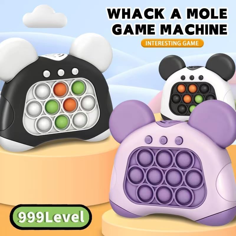 Fast Push Bubble Game for Kids & Adults, Quick Push Pop Toys with Sound & Light, Pop Sensory Fidget Toy for Kids 8-12, Brithday for 5 6 7 8 9 & Up Boys Girls (Panda-White)