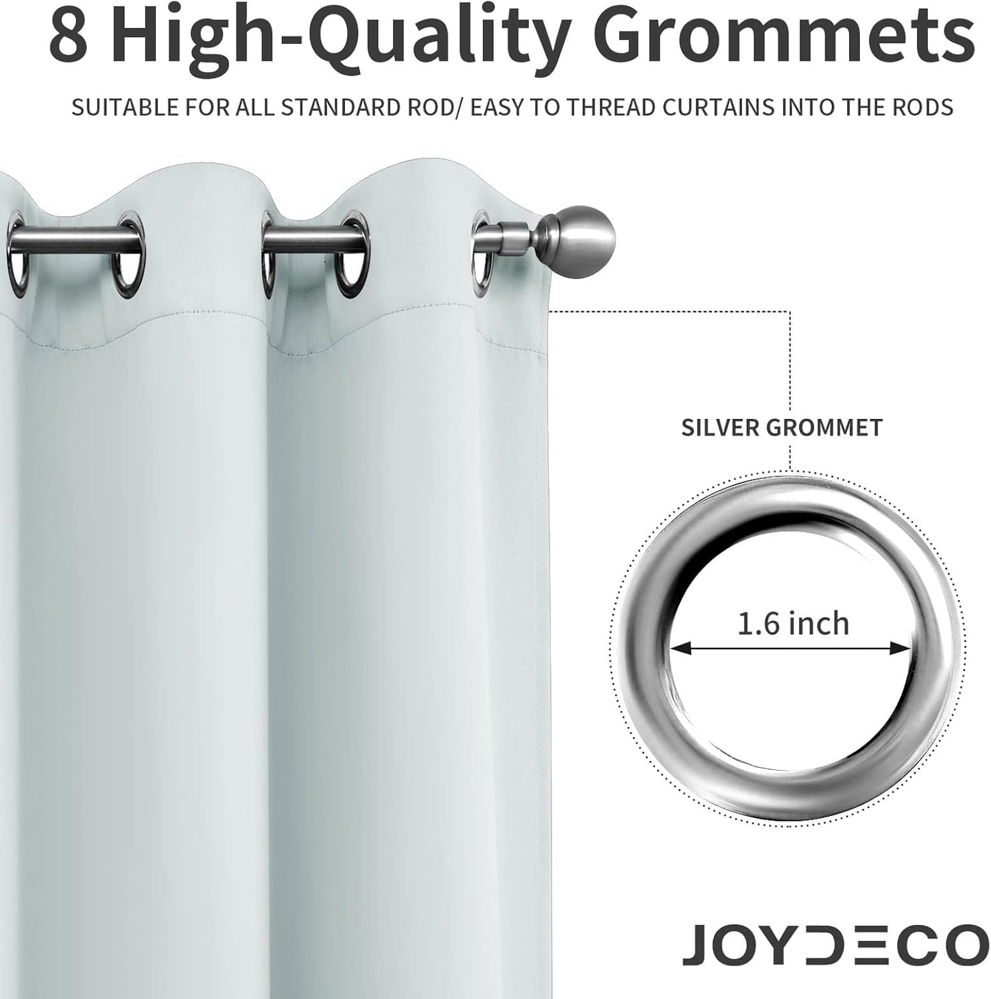 Joydeco White Curtains 84 Inches Long 2 Panels Set, Thermal Insulated Long Drapes 2 Burg, Room Darkening Grommet Drapes for Living Room Bedroom Window (W42 x L84 Inch, Greyish White)