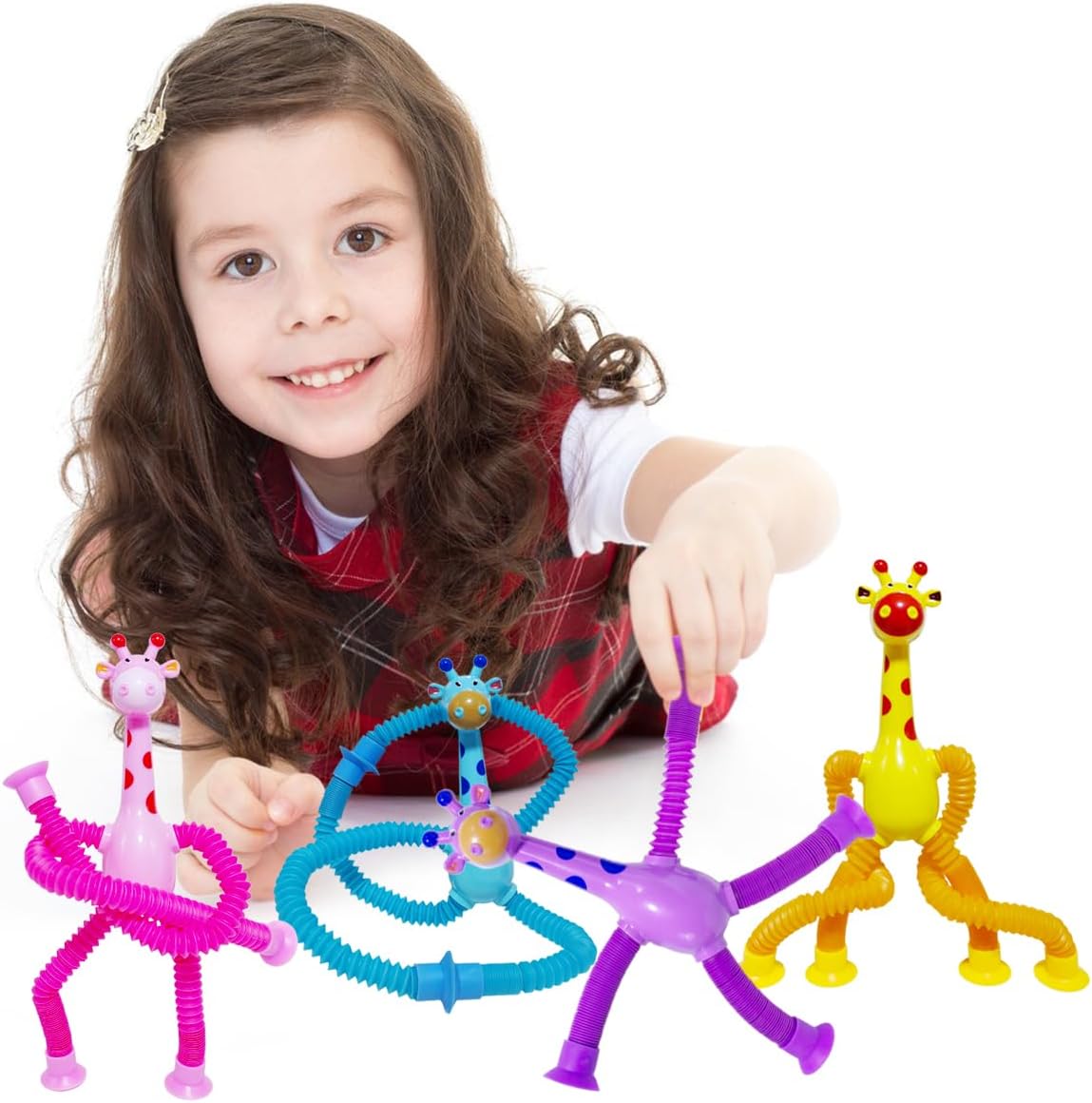 16Pcs Telescopic Suction Cup Giraffe Toys, Suction Pop Tubes Giraffe Sensory Toys, Pop Fidget Toys for Toddler Travel, Easter Basket Stuffers Party Favor Birthday for Kids Boys Girls