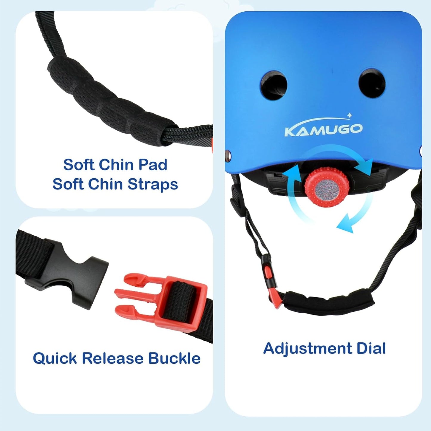 KAMUGO Kids Bike Helmet, Toddler Helmet for Ages 2-8 Boys Girls with Sports Protective Gear Set Knee Elbow Wrist Pads for Skateboard Cycling Scooter Rollerblading