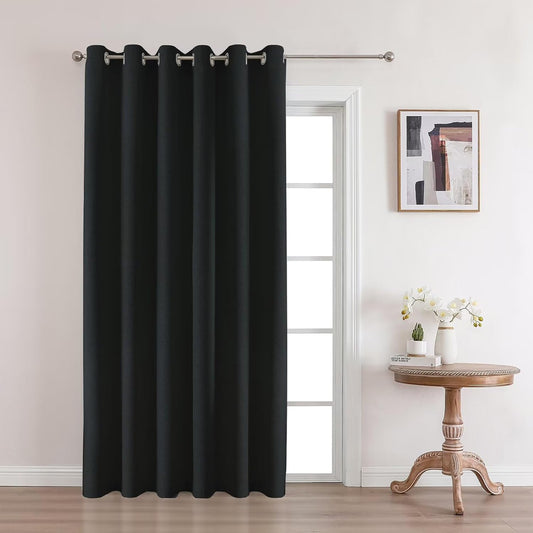 Joydeco Blackout Curtains 84 Inch Length, 1 Panel for Bedroom, Thermal Insulated Linen Black Out Curtains with Grommets (100x84)