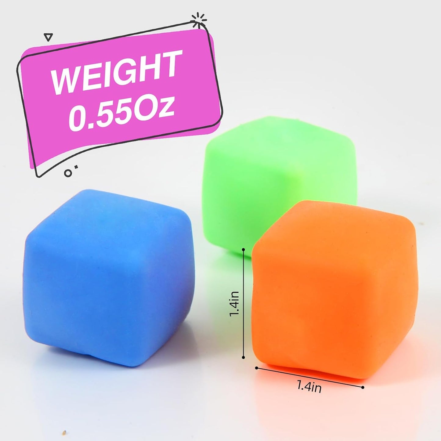 24 PACK Slow Rising Stress Cube, Dough Stress Balls Soft Fidget Squishy Toys for Anxiety Relief, Pull Stretch Classroom Prize Party Favors Toys for Kids