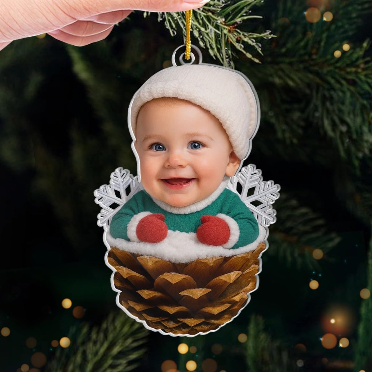 Pawfect House Custom Photo 2D Acrylic Ornament, Personalized Christmas Baby Shower, Gender Reveal Gifts for New Moms, New Dads, Parents, Cutest Pinecone On The Tree, First Time Mom Gifts, Xmas Decor