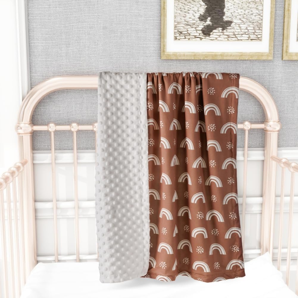 4 Pack Soft Boho Baby Blankets for Unisex Girls or Boys - Breathable Gender Neutral Nursery Double Layer Blankets with Dotted Backing and Boho Print for Newborn Toddlers