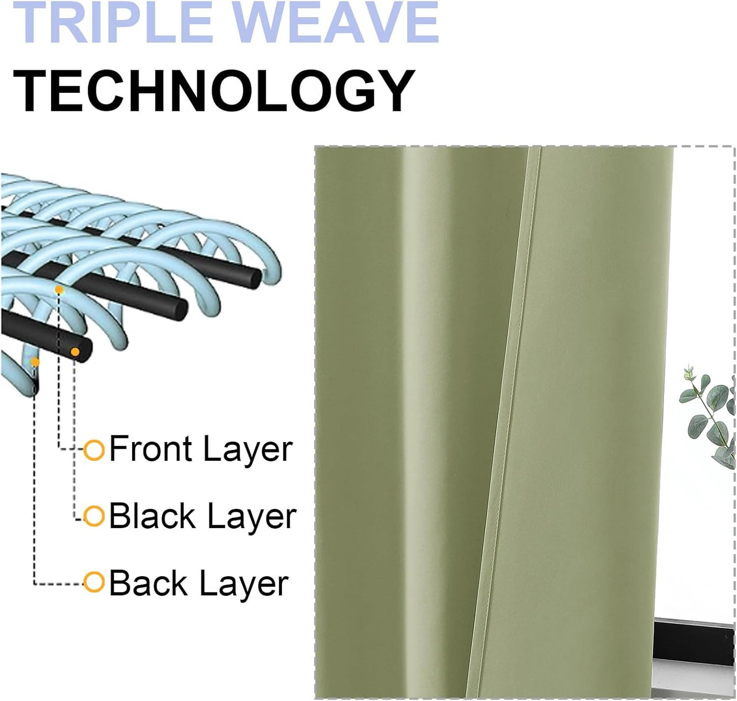 Simplebrand Ava Sage Green Extra Long 10ft Room Daekening Curtains for Patio 120 Inches Long 2 Panels Set, Solid Thermal Insulated Energy Saving Rod Pocket Window Treatment Drapes, 50 Wx120 L