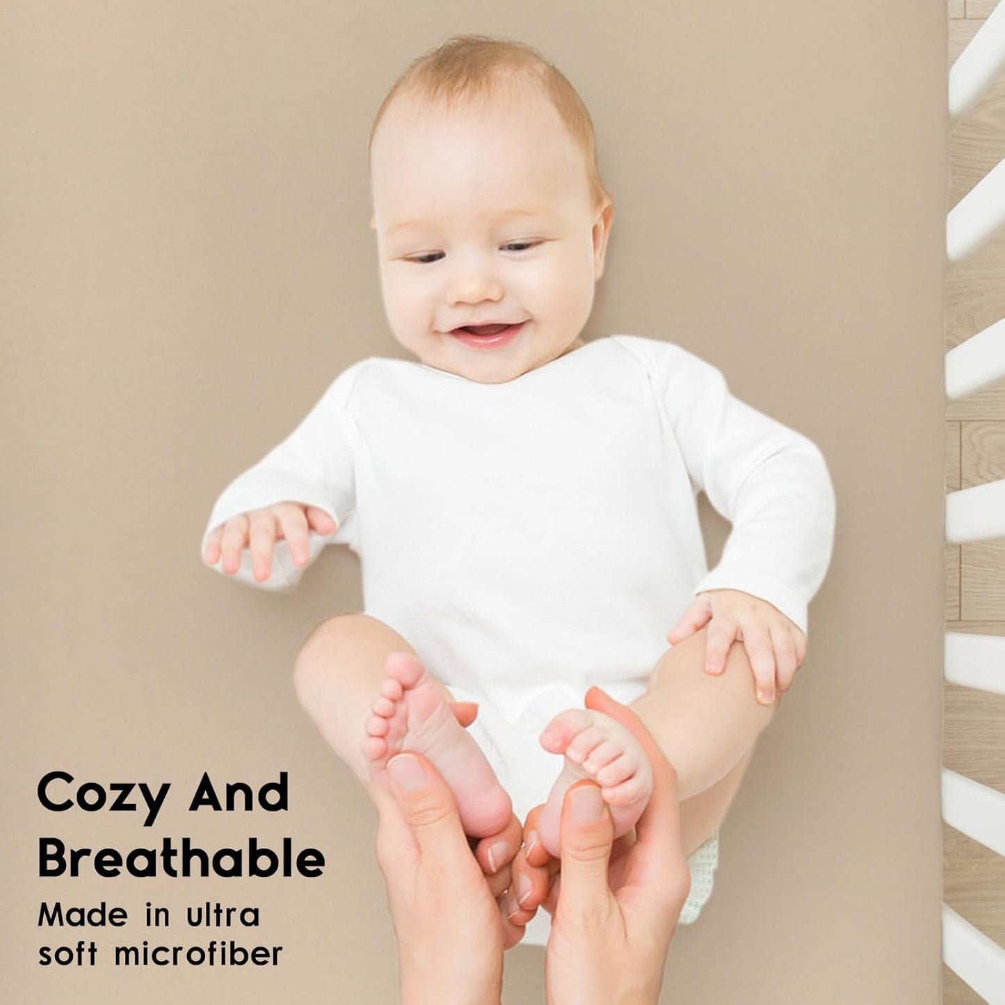 Yoofoss Pack and Play Sheets Fitted, Mini Crib Sheets 2-Pack for Pack N Play Mattress, Stretchy Playard Sheet, Soft and Breathable (Apricot-Green)